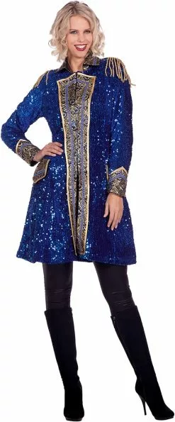 Overig Carnavalsjas Glitter Pailletten Luxe Kobalt Blauw