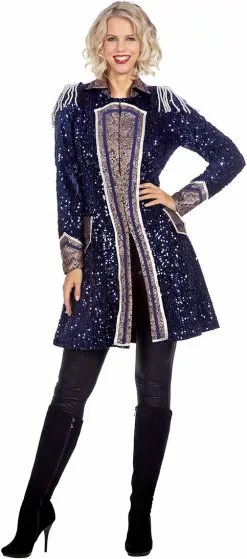 Overig Carnavalsjas Glitter Pailletten Luxe Marine Blauw