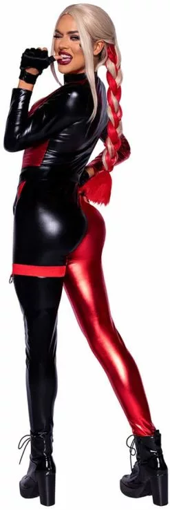 LEG AVENUE Catsuit Harley Q Rood-Zwart -Carnavalskleding Dames Winkel catsuit harley q rood zwart achterkant