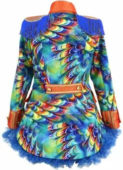 Overig Dames Blazer Orange Rainbow Feathers -Carnavalskleding Dames Winkel dames blazer orange rainbow feathers achterkant met petticoat