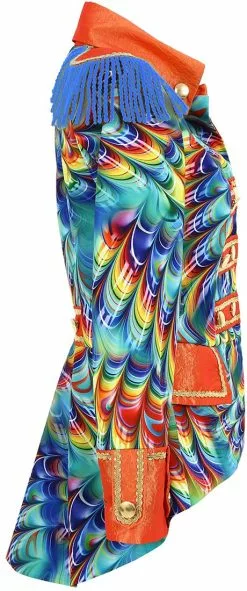 Overig Dames Blazer Orange Rainbow Feathers -Carnavalskleding Dames Winkel dames blazer orange rainbow feathers zijkant