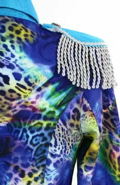 Overig Dames Carnavalsjas Blue Panther Lang Luxe 9 Overig Dames Carnavalsjas Blue Panther Lang Luxe -Carnavalskleding Dames Winkel dames carnavalsjas blue panther lang luxe detail 2