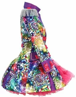 Overig Dames Carnavalsjas Purple Holographic Diamonds 8 Overig Dames Carnavalsjas Purple Holographic Diamonds -Carnavalskleding Dames Winkel dames carnavalsjas purple holographic diamonds zijkant met petticoat