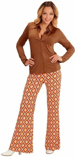 Overig Dames Disco Blouse Seventies Bruin -Carnavalskleding Dames Winkel dames disco blouse seventies bruin voorbeeld