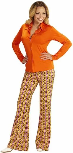 Overig Dames Disco Blouse Seventies Oranje -Carnavalskleding Dames Winkel dames disco blouse seventies oranje voorbeeld