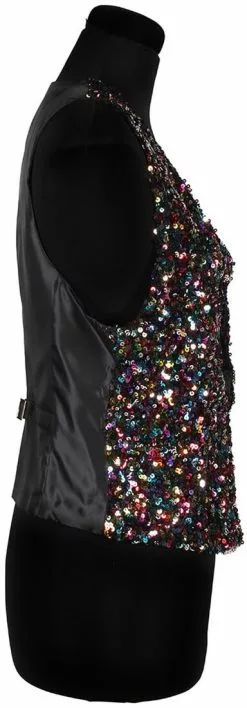 Overig Dames Gilet Multicolour Pailletten Luxe -Carnavalskleding Dames Winkel dames gilet multicolour pailletten luxe zijkant