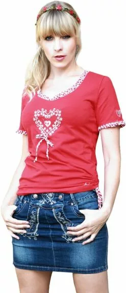 Overig Dames Trachten T-Shirt Rood Met Hartje