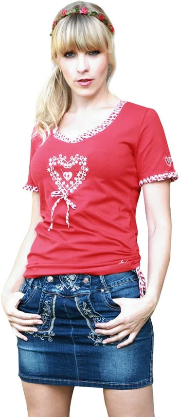 Overig Dames Trachten T-Shirt Rood Met Hartje 1 Overig Dames Trachten T-Shirt Rood Met Hartje