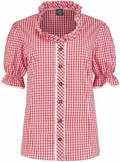Overig Dames Trachtenblouse Rood-Wit (100% Katoen)