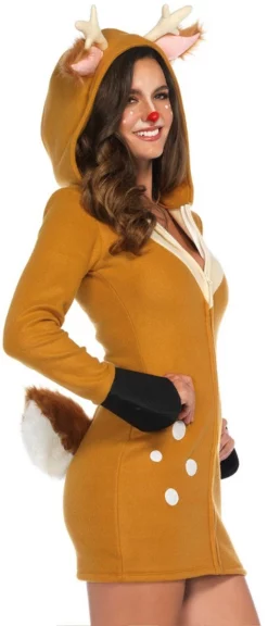 LEG AVENUE Dameskostuum Cozy Fawn (Hertje) 10 LEG AVENUE Dameskostuum Cozy Fawn (Hertje) -Carnavalskleding Dames Winkel dameskostuum cozy fawn hertje close up zijkant