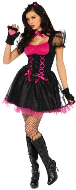 LEG AVENUE Dameskostuum Pretty Kitty Zwart-Pink