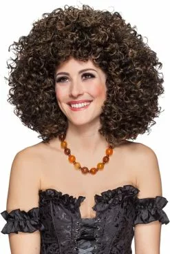 Overig Disco Pruik Afro Bruin/Zwart