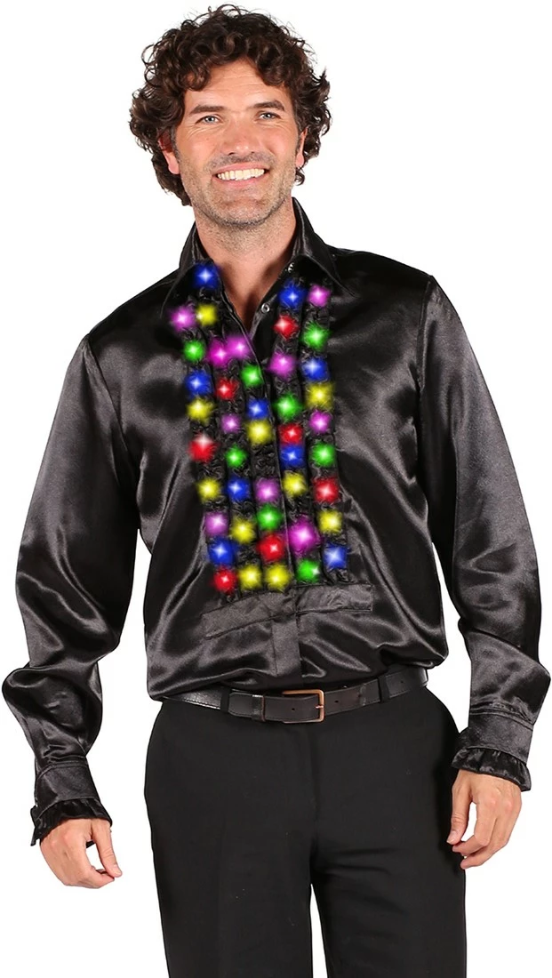 Overig Disco Ruches Blouse Zwart Met LED-Verlichting 1 Overig Disco Ruches Blouse Zwart Met LED-Verlichting