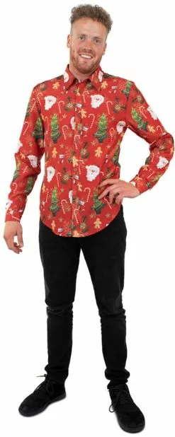 Overig Foute Kerst Blouse Rood Voor Heren