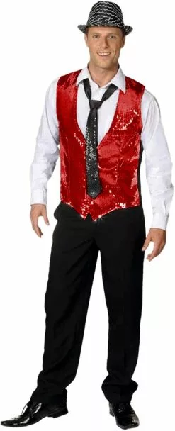 Overig Glitter Gilet Pailletten Rood