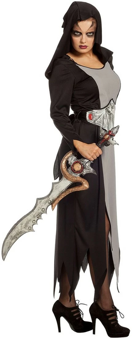 Overig Halloween Jurk Zwart-Grijs Met Vleermuisriem 2 Overig Halloween Jurk Zwart-Grijs Met Vleermuisriem - Afbeelding 2