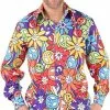 Overig Heren Disco Blouse Seventies Smiley Peace