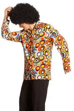 Overig Heren Disco Seventies Blouse Cirkels