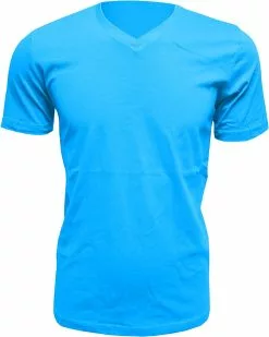 Overig Heren T-Shirt V-Hals Turquoise (Slim Fit)