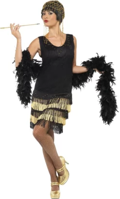 Overig Jaren 20 Fringed Flapper Jurk Zwart-Goud