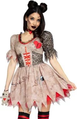 LEG AVENUE Jurkje Deadly Voodoo Doll -Carnavalskleding Dames Winkel jurkje deadly voodoo doll voorkant deatil