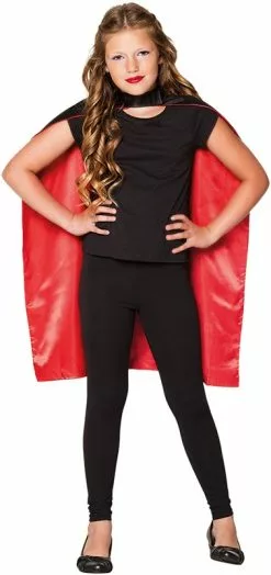 Overig Kinder Cape Zwart/Rood Omkeerbaar (90cm) 5 Overig Kinder Cape Zwart/Rood Omkeerbaar (90cm) -Carnavalskleding Dames Winkel kinder cape zwart rood omkeerbaar 90cm 3