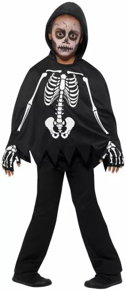 Overig Kinder Poncho Skelet Met Capuchon En Handschoenen 7 Overig Kinder Poncho Skelet Met Capuchon En Handschoenen -Carnavalskleding Dames Winkel kinder poncho skelet met capuchon en handschoenen jongen