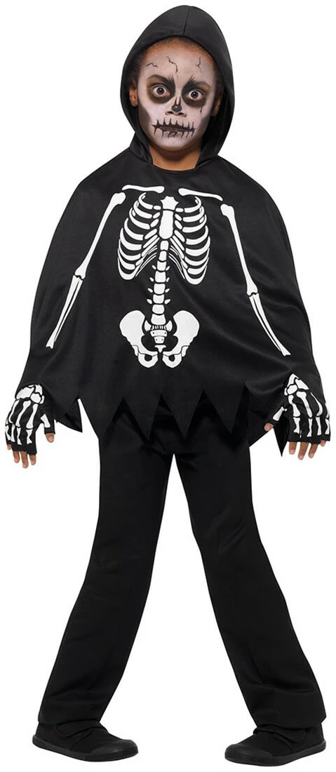 Overig Kinder Poncho Skelet Met Capuchon En Handschoenen 4 Overig Kinder Poncho Skelet Met Capuchon En Handschoenen - Afbeelding 4
