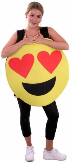 Overig Kostuum Emoticon Smiley Met Hartjes Ogen