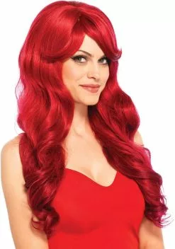 LEG AVENUE Lange Krullen Pruik Wavy Rood