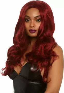 LEG AVENUE Lange Pruik Wavy Burgundy
