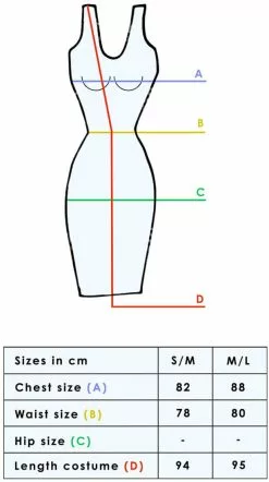 LEG AVENUE Dameskostuum Deadly Dark Vampire -Carnavalskleding Dames Winkel maattabel 187