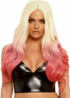 LEG AVENUE Ombre Pruik Blond-Pink Beachy Waves