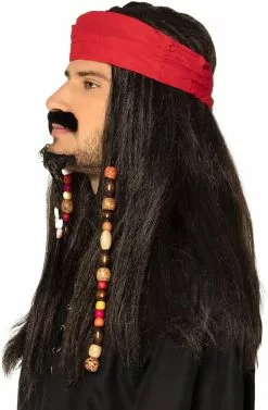 Overig Piraten Pruik Jack Met Bandana, Snor En Baard -Carnavalskleding Dames Winkel piraten pruik jack met bandana snor en baard product zijkant