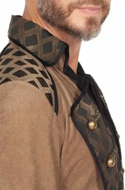 Overig Piratenjas Heren Taupe Luxe -Carnavalskleding Dames Winkel piratenjas heren taupe luxe detail borst