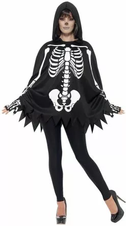 Overig Poncho Skelet Met Capuchon En Handschoenen