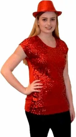 Overig Shirt Plussize Pailletten Rood