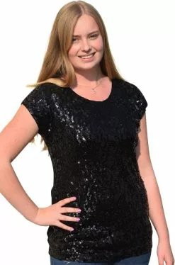 Overig Shirt Plussize Pailletten Zwart