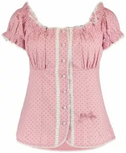 Overig Tiroler Dames Blouse Zofie Roze-Wit