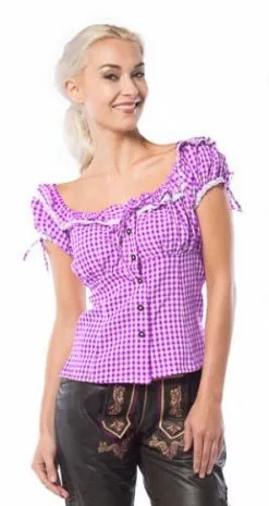 Overig Tiroler Damesblouse Liesl Paars/Wit