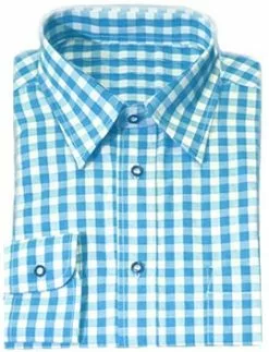 Overig Tiroler Overhemd Turquoise Luxe (katoen/polyester)