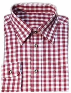 Overig Tiroler Overhemd Wijnrood Luxe (katoen/polyester)