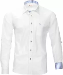 Overig Tiroler Trachten Overhemd Wit-Blauw (Slimfit)