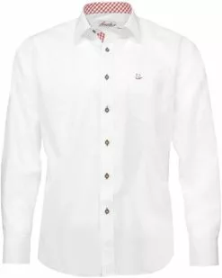 Overig Tiroler Trachten Overhemd Wit-Rood (Slimfit)