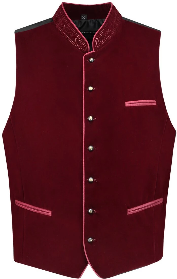 Overig Tiroler Trachten Vest Wijnrood (Polyesther Fluweel) 1 Overig Tiroler Trachten Vest Wijnrood (Polyesther Fluweel)