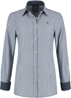 Overig Tiroler Trachtenblouse Blauw/Wit Geruit Luxe Voor Dames