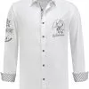 Overig Tiroler Trachtenhemd Grijs/Wit Luxe (100% Kat)
