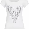 Overig Trachten T-shirt Hert + Zilveren Pailletten Wit