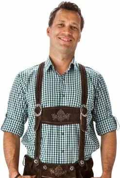 Overig Trachtenhemd Donkergroen/Wit (55% Katoen)