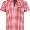 Overig Trachtenhemd Rood/Wit Korte Mouw (55% Katoen)